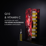 Wirkstoff Vorteile der Age Protect Ampulle wie "Q10 & Vitamin schützen die Haut vor früher Hautalterung & äußeren Einflüssen"