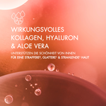 Wirkungsvolles Kollagen, Hyaluron & Aloe vera unterstützen die Schönheit von innen für eine straffere, glattere & strahlende Haut.