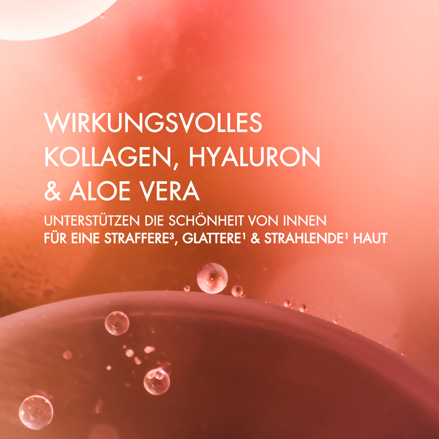 Wirkungsvolles Kollagen, Hyaluron & Aloe vera unterstützen die Schönheit von innen für eine straffere, glattere & strahlende Haut.