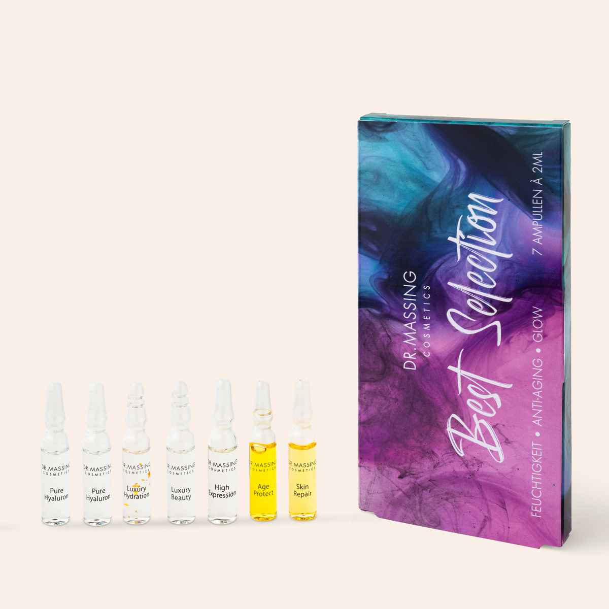 Dr. Massing Best Selection Produktverpackung vor beigen Hintergrund