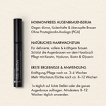 Übersicht der Vorteile des Dr. Massing Full Brow Augenbrauenserums, wie: "Hormonfreies Augenbrauenserum", "Natürliches Haarwachstum", "erste Ergebnisse & Anwendung"