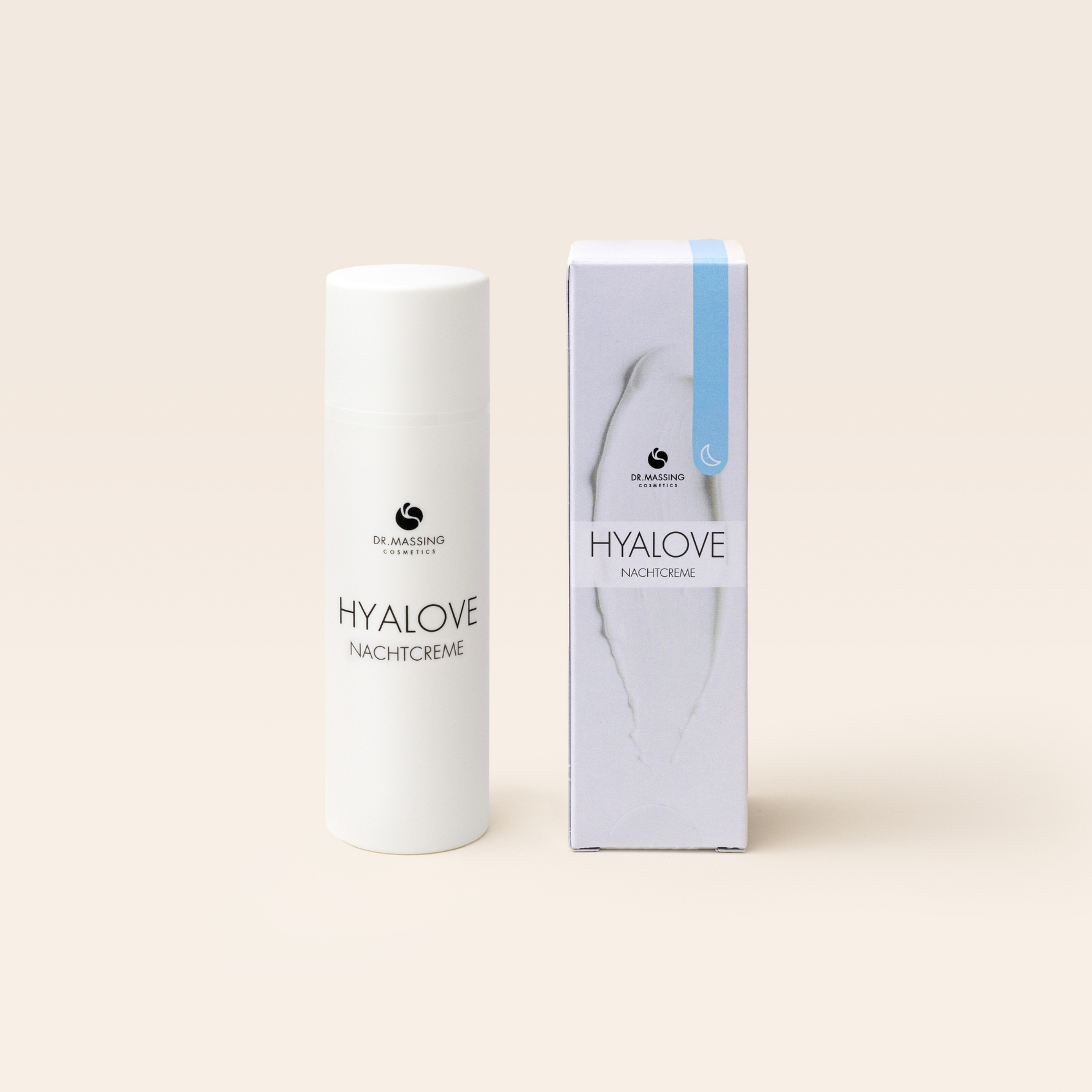 Dr. Massing Cosmetics Produktbild Hyalove Nachtcreme mit Produktverpackung