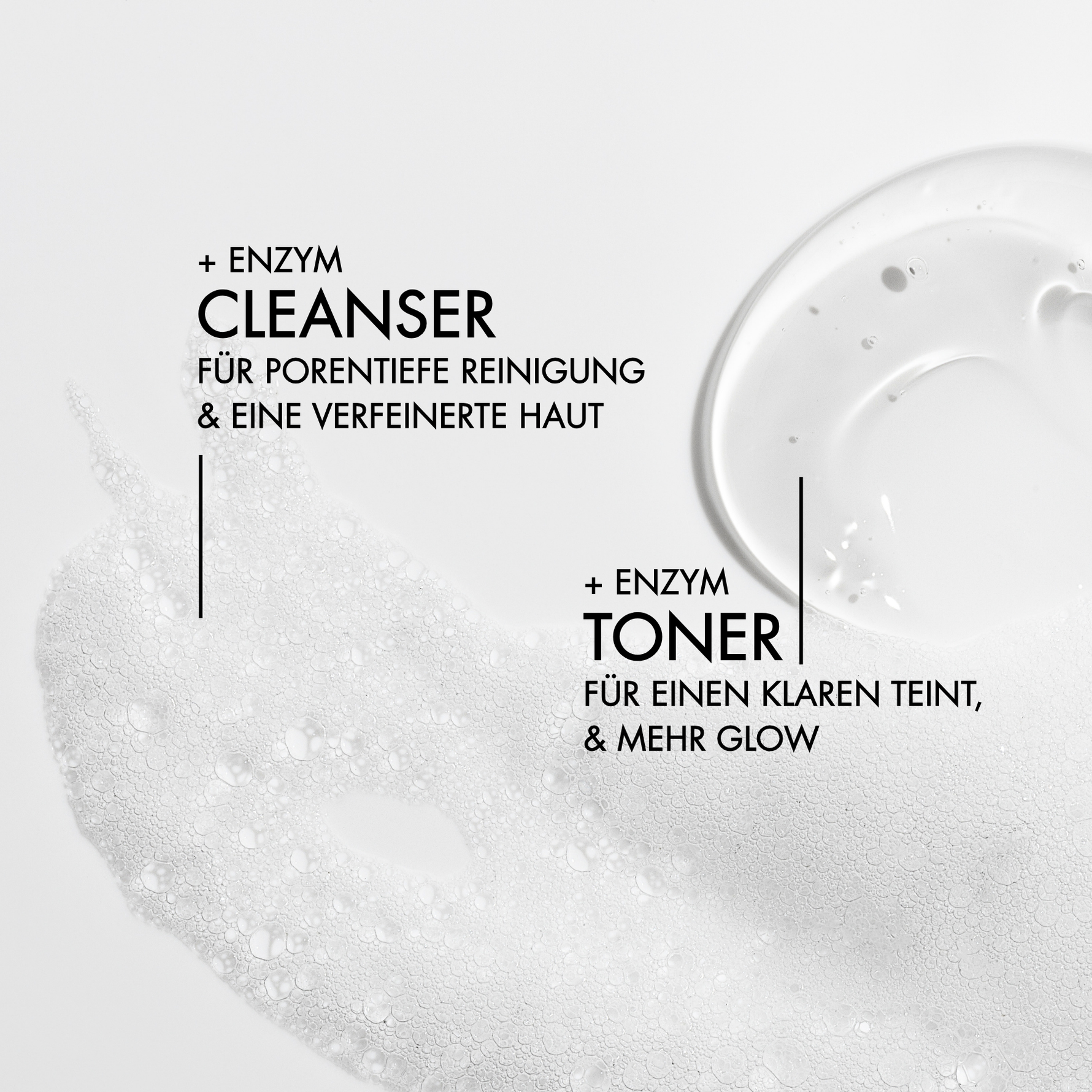 Übersicht der Wirkstoffe des Dr. Massing Payalove Sets wie: "Enzym Cleanser für porentiefe Reinigung & eine verfeinerte Haut"", "Enzym Toner für einen klaren Teint & mehr Glow"