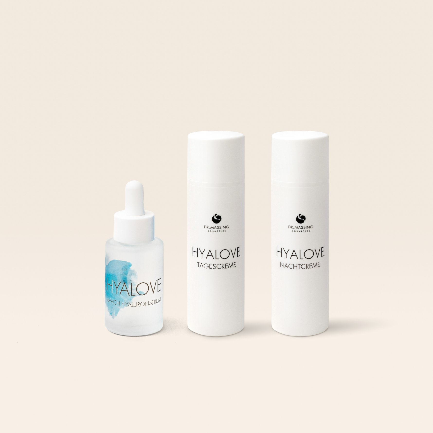 Produktbild des Hautbarriere Aufbau Set mit Hyaluronserum, Tagescreme und Nachtcreme