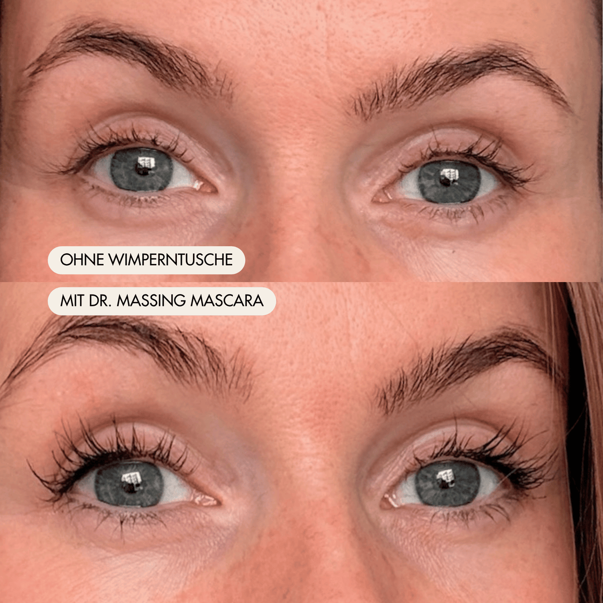 Vorher Nachher Ergebnis LongLashes Hyaluron Mascara