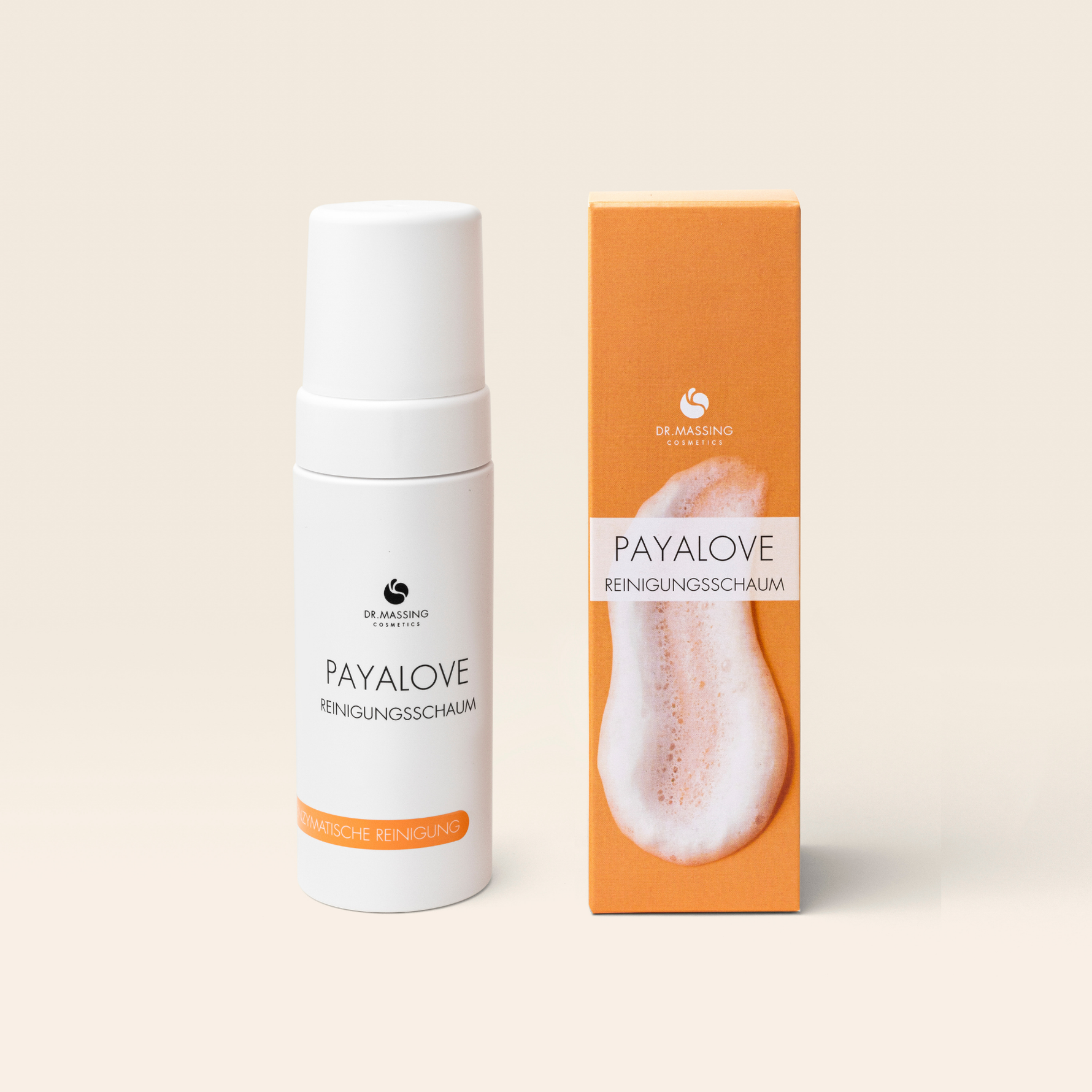 Dr. Massing Cosmetics Produktbild Payalove Reinigungsschaum mit Produktverpackung 