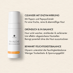 Übersicht der Vorteile des Dr. Massing Reinigungsschaum wie: "Cleanser mit Enzym-Wirkung", "Haut wirkt weicher, strahlender  verfeinerter", "Bewahrt Feuchtigkeitsbalance"