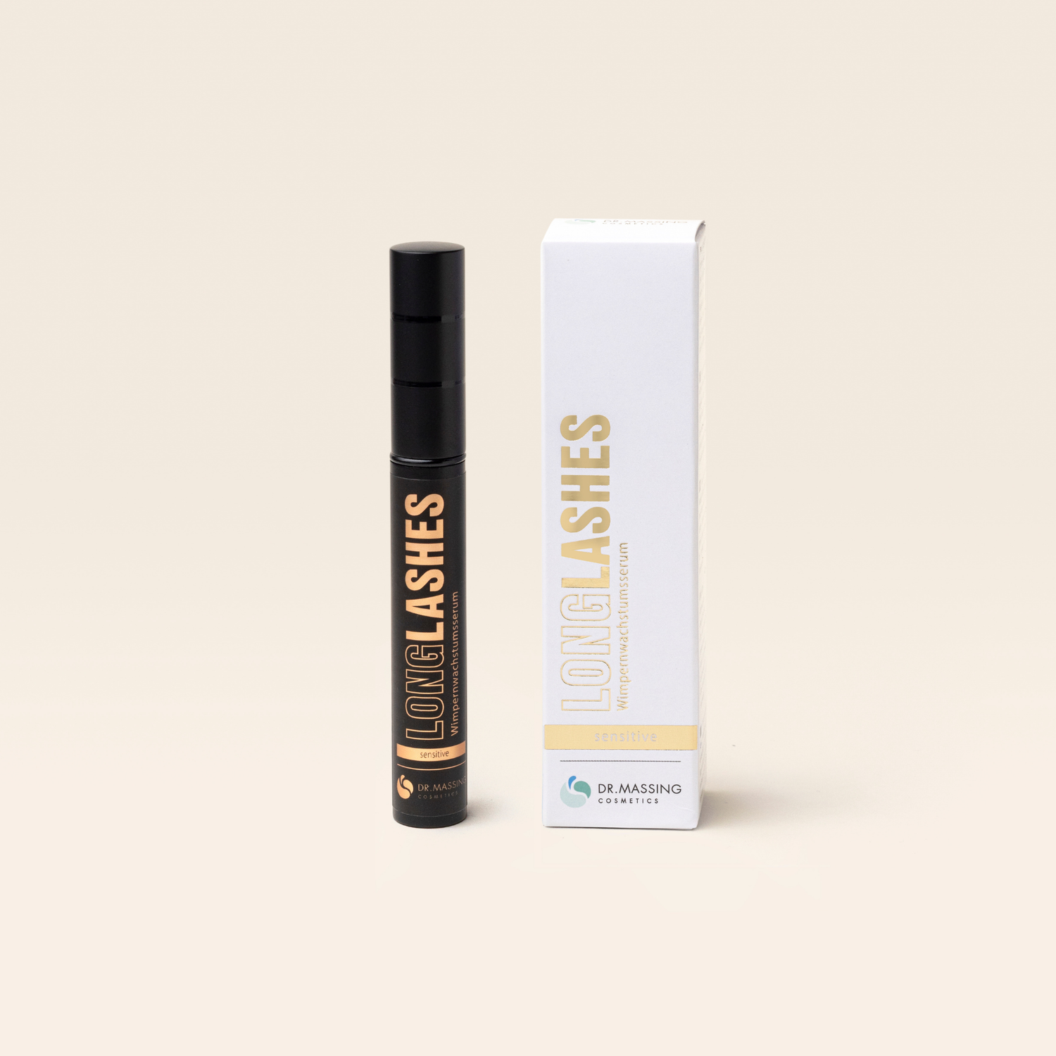 Dr. Massing Cosmetics Produktbild Sensitiv Wimpernserum und Produktverpackung 