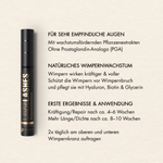Übersicht der Vorteile des Dr. Massing Sensitive Serums, wie: "Für sehr empfindliche Augen", "Natürliches Wimpernwachstum", "erste Ergebnisse & Anwendung"