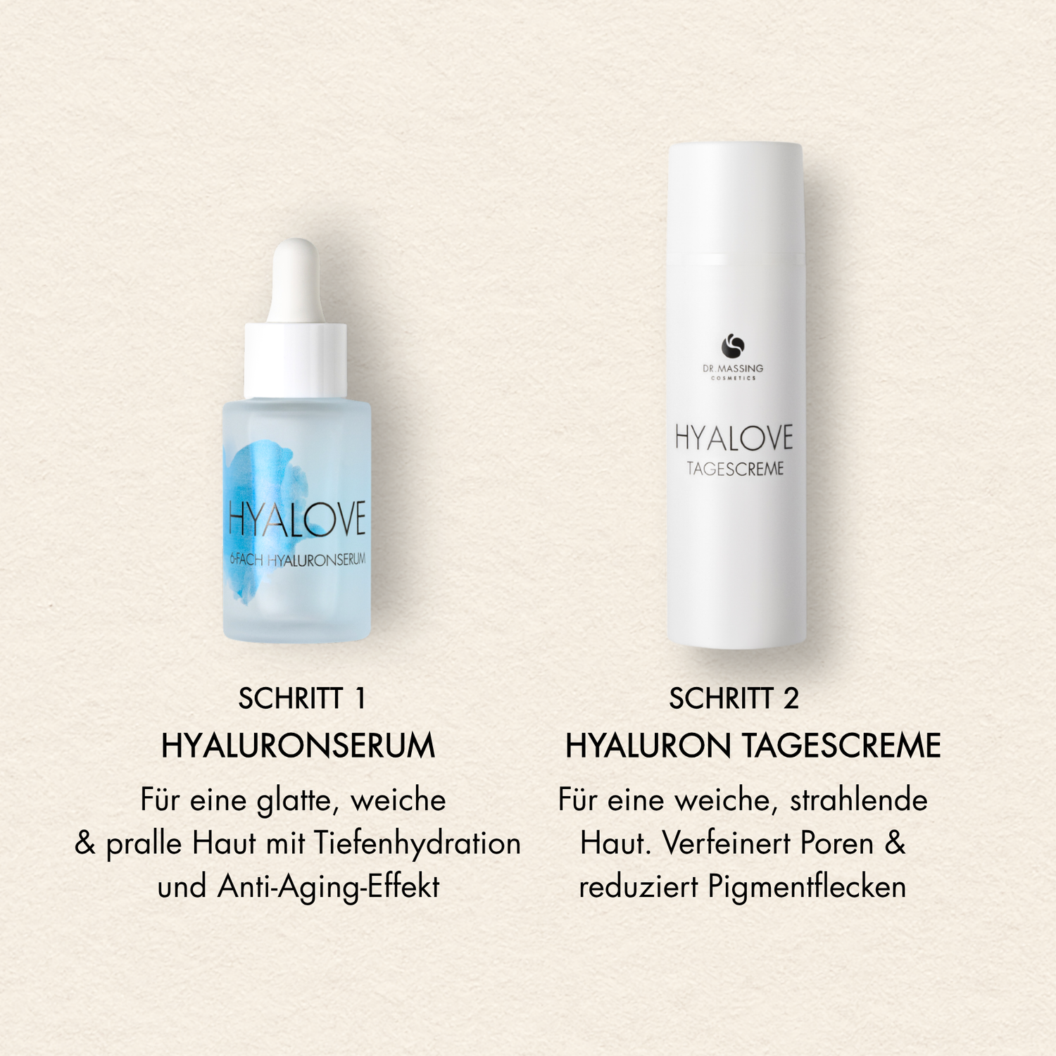 Schritte und Vorteile des Day Glow Sets mit Hyaluronserum und Tagescreme