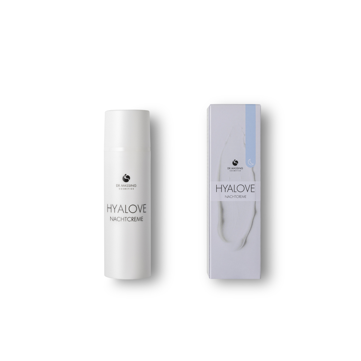Hyalove Nachtcreme mit Produktverpackung Freisteller vor weißem Hintergrund