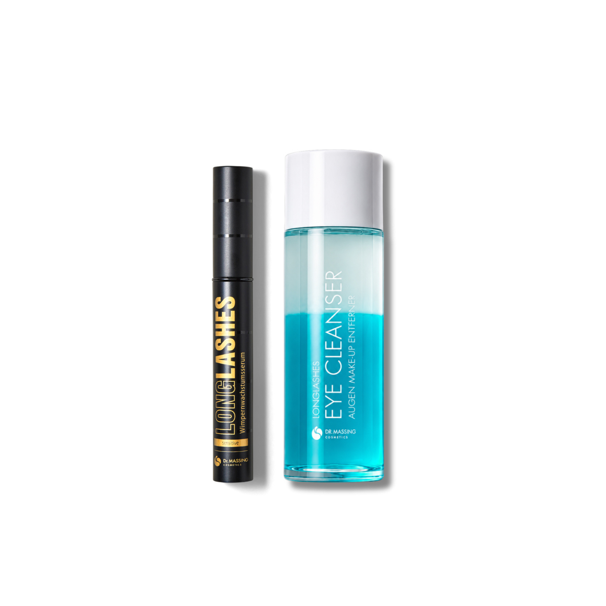 Eyeconic Duo (Sensitive Wimpernserum mit Eye Cleanser) vor weißem Hintergrund