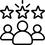 Schwarzes Icon zeigt Grafik mit drei Personen und darüber drei Sterne