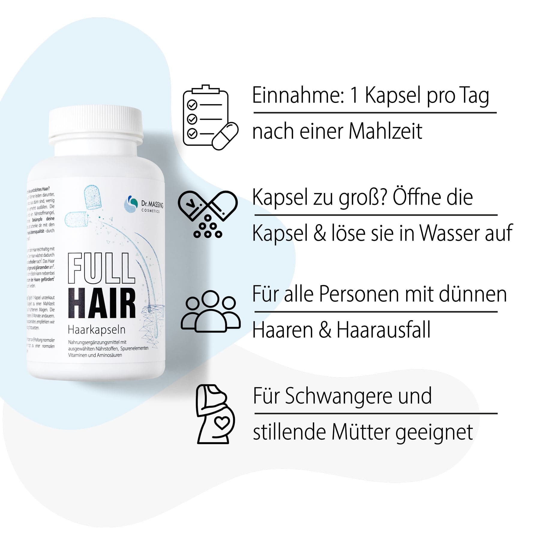 Dr. Massing FullHair Haarkapseln Nahrungsergänzung natürliches Haarwachstum fördern Details Vorteile Übersicht 02